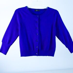 Cyrus Vibrant Blue Button-Up  3/4 Sleeve Cardigan  Soft Women’s Top Size Small